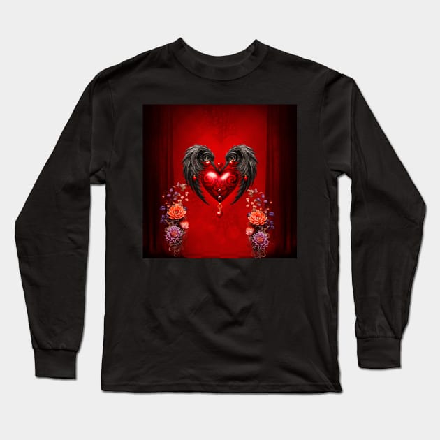 Beautiful heart with black wings Long Sleeve T-Shirt by Nicky2342